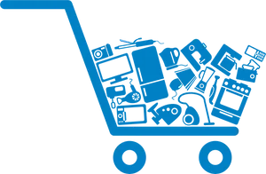 Electronics Filled Shopping Cart PNG image