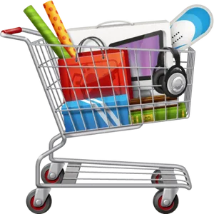 Electronics Shopping Cart Items PNG image