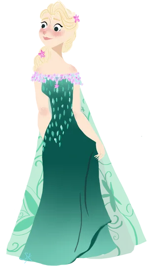 Elegant Animated Princess Elsa PNG image