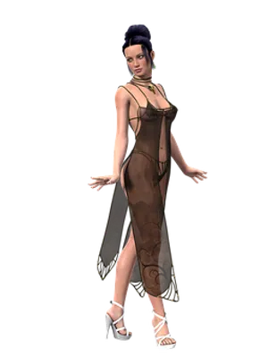 Elegant Animated Woman Evening Dress
