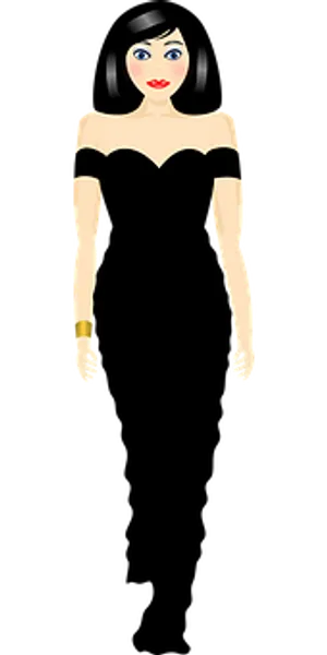 Elegant Animated Womanin Black Dress