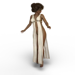 Elegant Animated Womanin White Dress