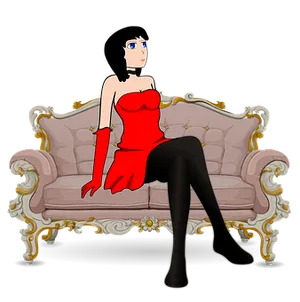 Elegant Anime Character Red Dress