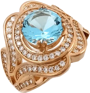 Elegant Aquamarine Diamond Ring PNG image