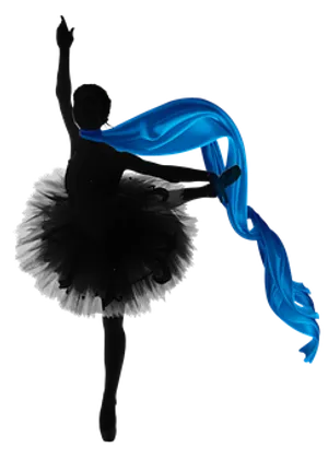Elegant Ballerina Blue Silk Ribbon PNG image