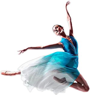 Elegant_ Ballerina_in_ Blue_ Dress PNG