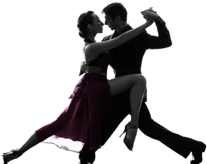 Elegant Ballroom Dance Silhouette PNG