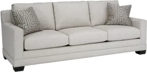 Elegant Beige Sofawith Pillows PNG image