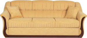 Elegant Beige Upholstered Couch PNG image