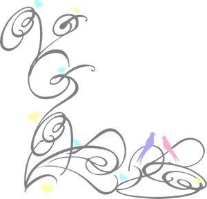 Elegant Birdsand Hearts Border Design PNG image