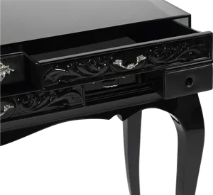 Elegant Black Dressing Table Drawer Detail PNG image