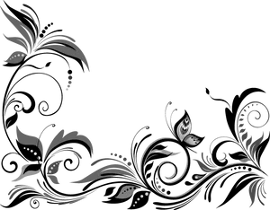 Elegant Black Floral Wedding Border Design PNG image