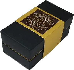 Elegant Black Gold Gift Box PNG image