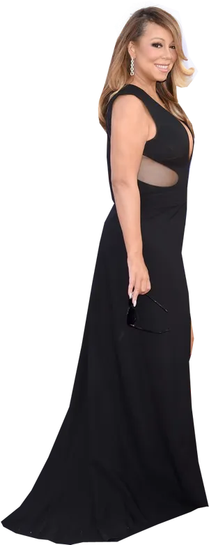 Elegant Black Gown Event PNG image
