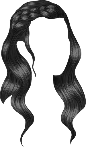 Elegant Black Hairstyle Illustration PNG