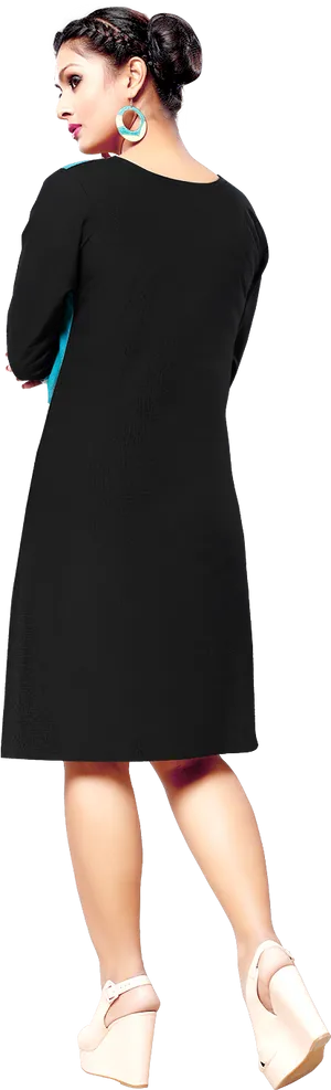 Elegant Black Kurti Model Pose PNG image