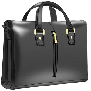 Elegant Black Leather Briefcase PNG image