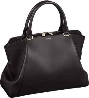 Elegant Black Leather Handbag Cartier PNG image