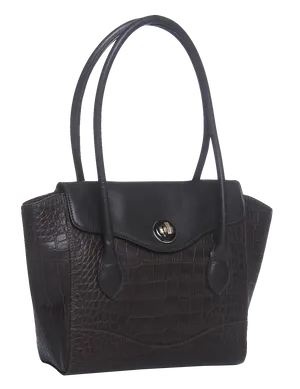 Elegant Black Leather Handbag PNG image