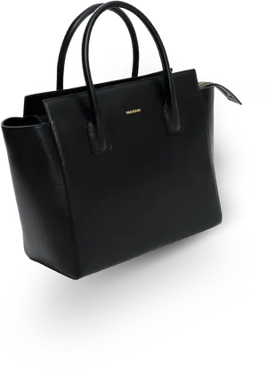 Elegant Black Leather Tote Bag PNG image