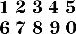 Elegant Black Numbers Set PNG image