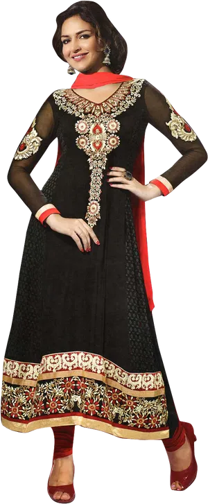Elegant Black Salwar Suit PNG image