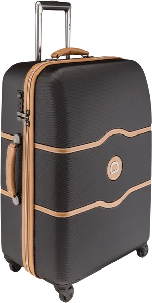 Elegant Black Suitcasewith Tan Trim PNG image