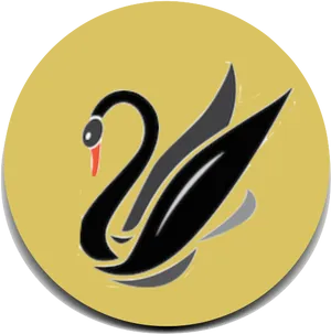 Elegant Black Swan Icon PNG image