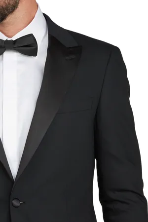 Elegant Black Tuxedo Closeup PNG image