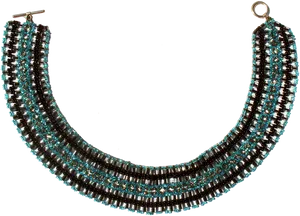 Elegant Blackand Turquoise Beaded Necklace PNG image