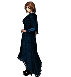 Elegant Blue Dress3 D Model