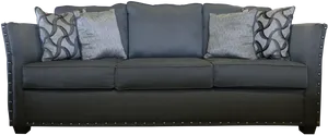 Elegant Blue Fabric Sofawith Pillows PNG image