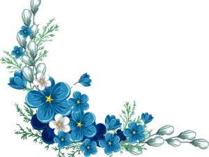 Elegant_ Blue_ Floral_ Border PNG image
