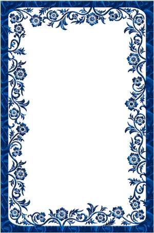 Elegant Blue Floral Border Design PNG image