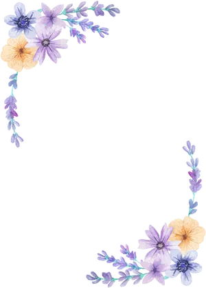 Elegant_ Blue_ Flowers_ Border PNG image