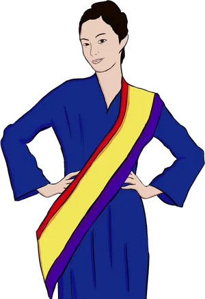 Elegant Blue Kimono Illustration PNG image