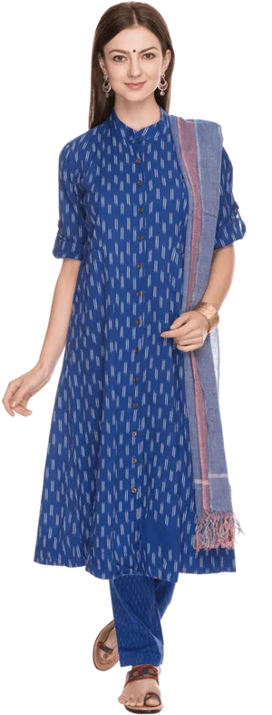 Elegant Blue Salwar Suitwith Dupatta PNG image