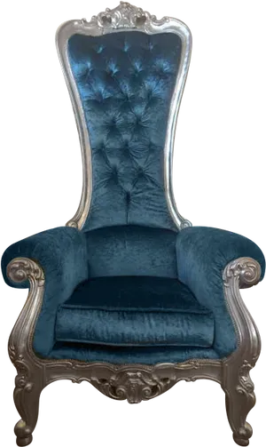 Elegant Blue Velvet Armchair PNG image
