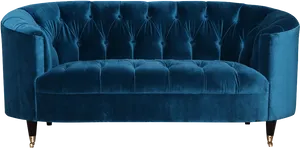 Elegant Blue Velvet Sofa PNG image
