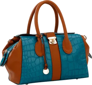 Elegant Blueand Brown Leather Purse PNG image