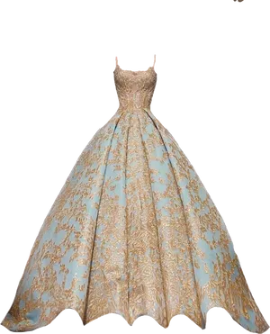 Elegant Blueand Gold Ballgown PNG image