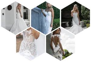 Elegant Bridal Gowns Collage PNG image