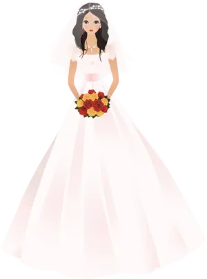 Elegant Bride Illustration PNG image