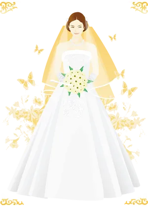 Elegant Bride Illustration PNG