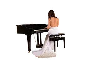 Elegant Bride Playing Piano PNG image