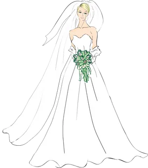 Elegant Bride Sketch PNG image