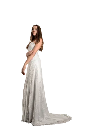 Elegant Bridein White Gown