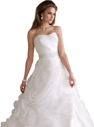 Elegant Bridein White Gown PNG image