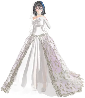 Elegant Bridein White Gown PNG image