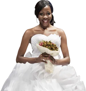 Elegant Bridewith Bouquet PNG image